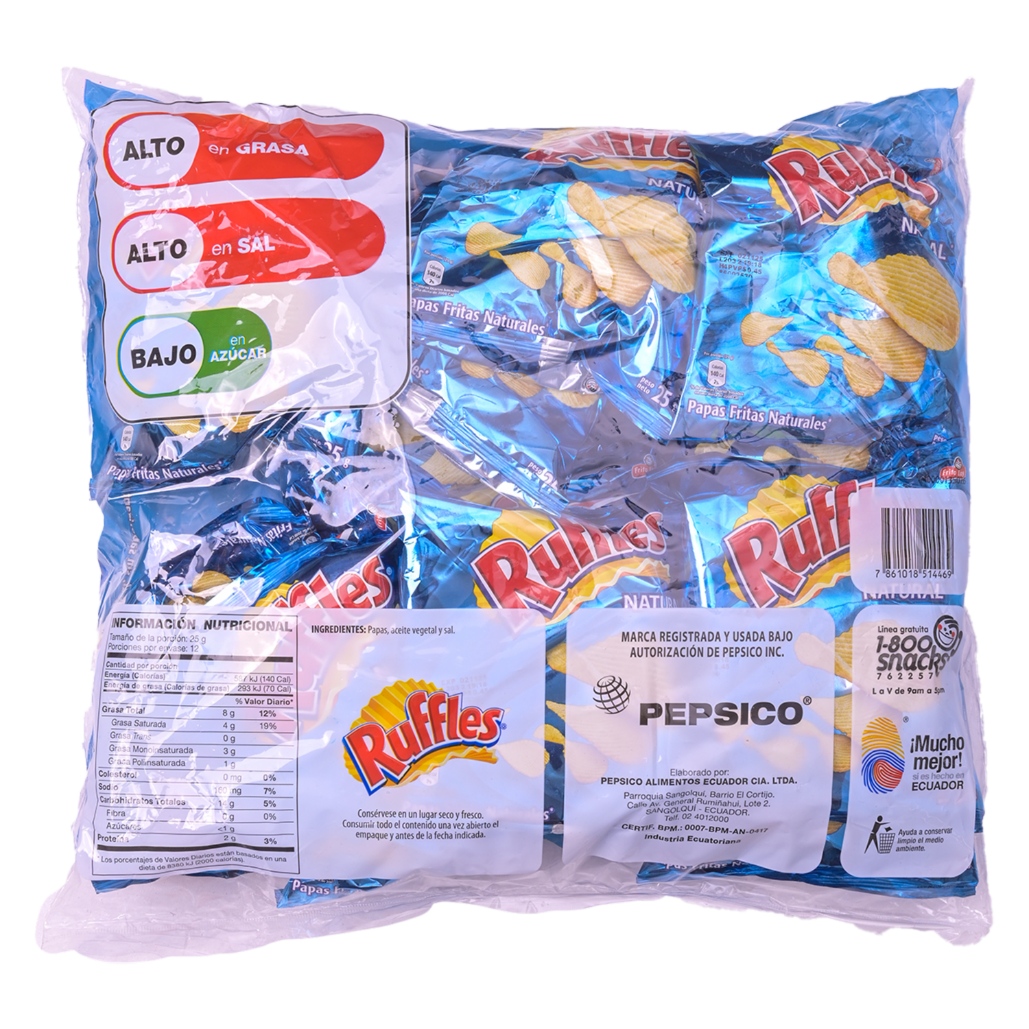 Papas Fritas Sabor Naturales RUFFLES 12 X 25 g