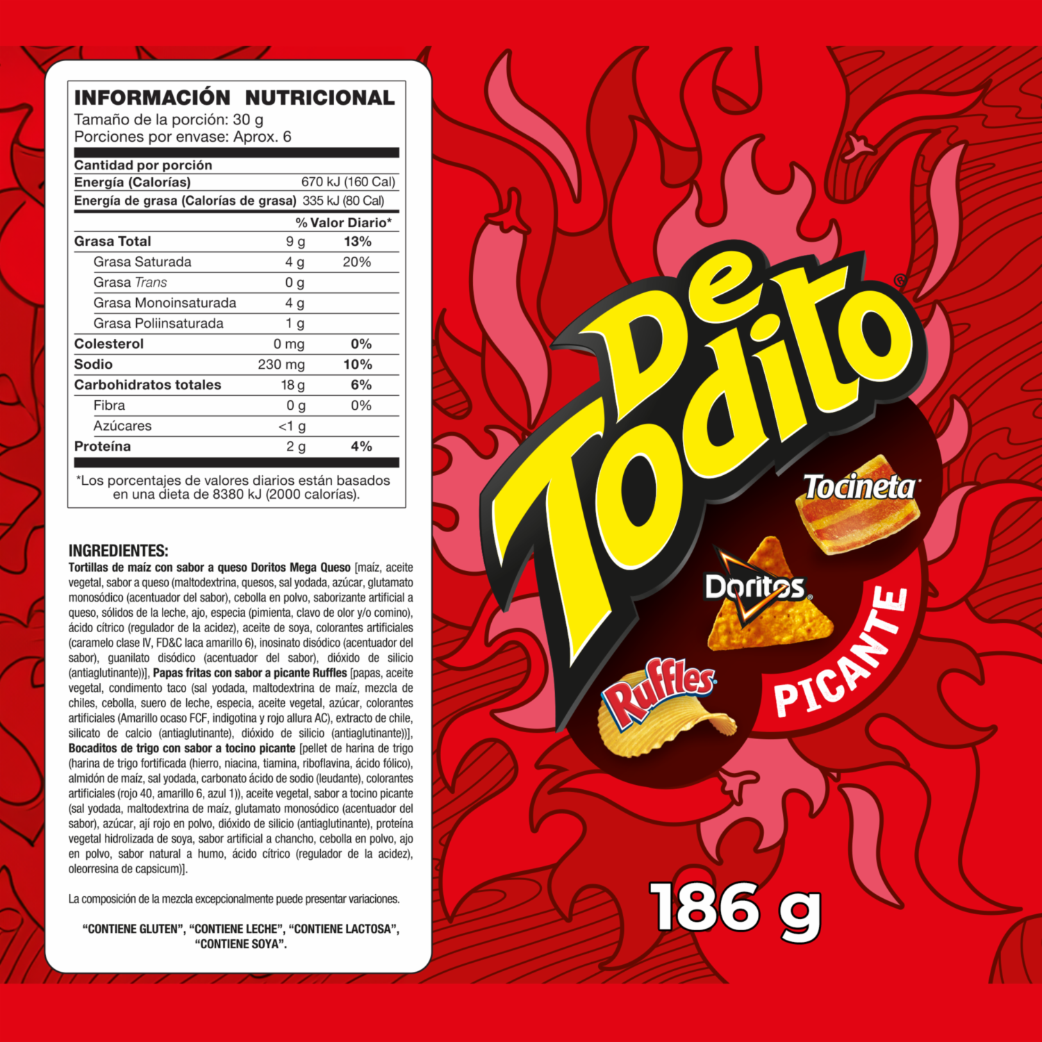 Bocaditos Snack Sabor Picante DE TODITO 186 g