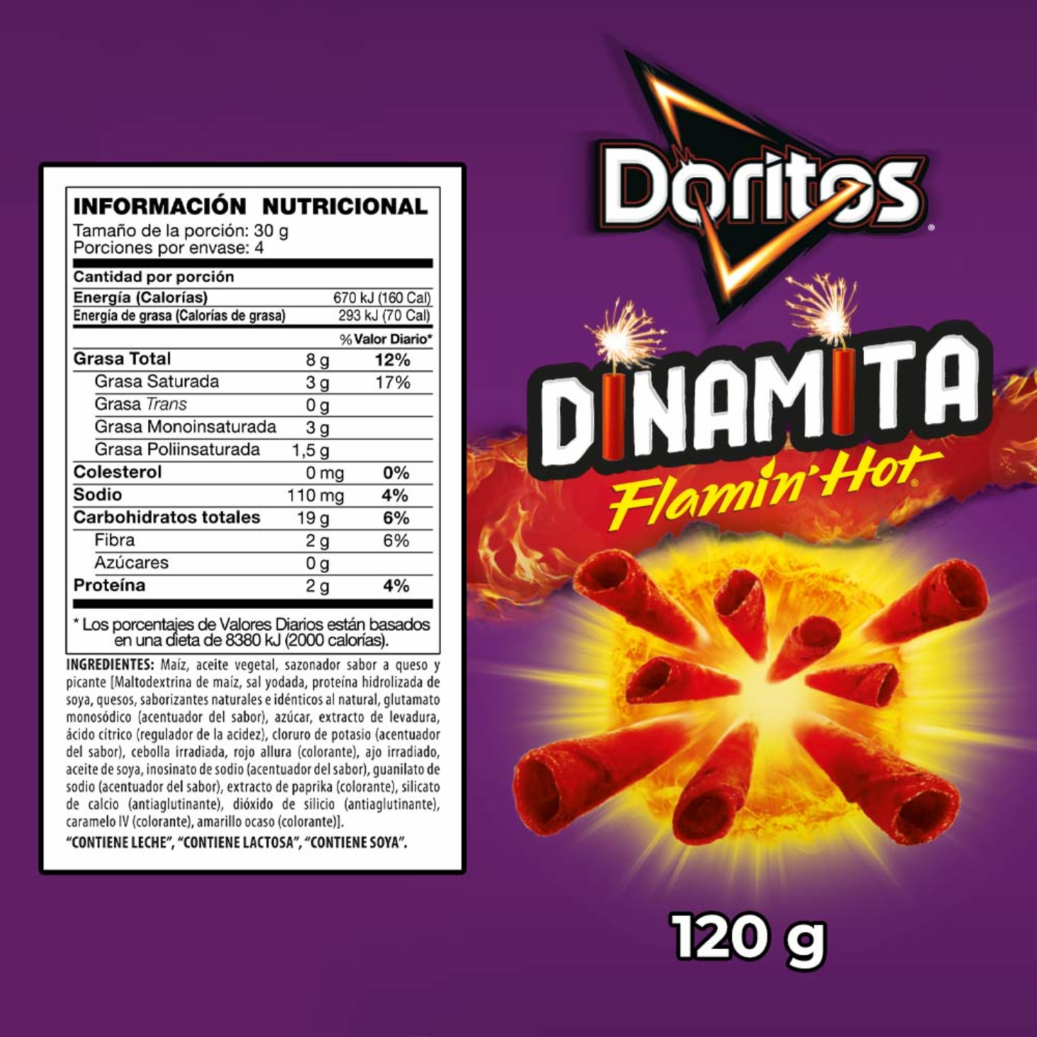Bocaditos De Maiz Sabor A Dinamita Flamin Hot DORITOS 120 G