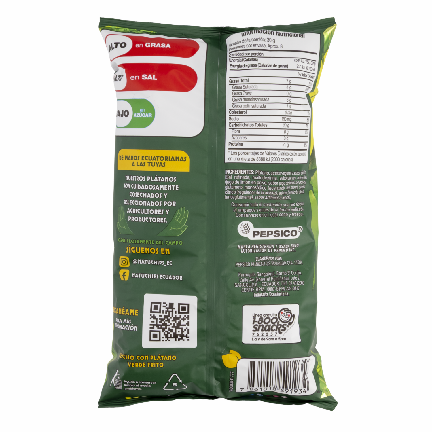 Plátano Frito Ondulado Sabor Limón NATUCHIPS 250 G