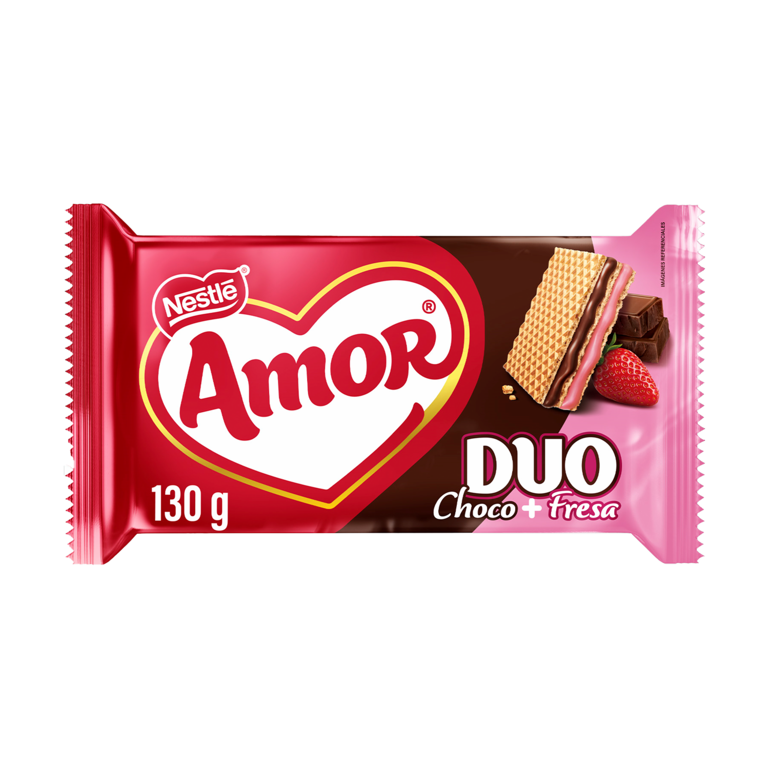 Galletas Waffer Duo Chocolate+Fresa AMOR 130 G