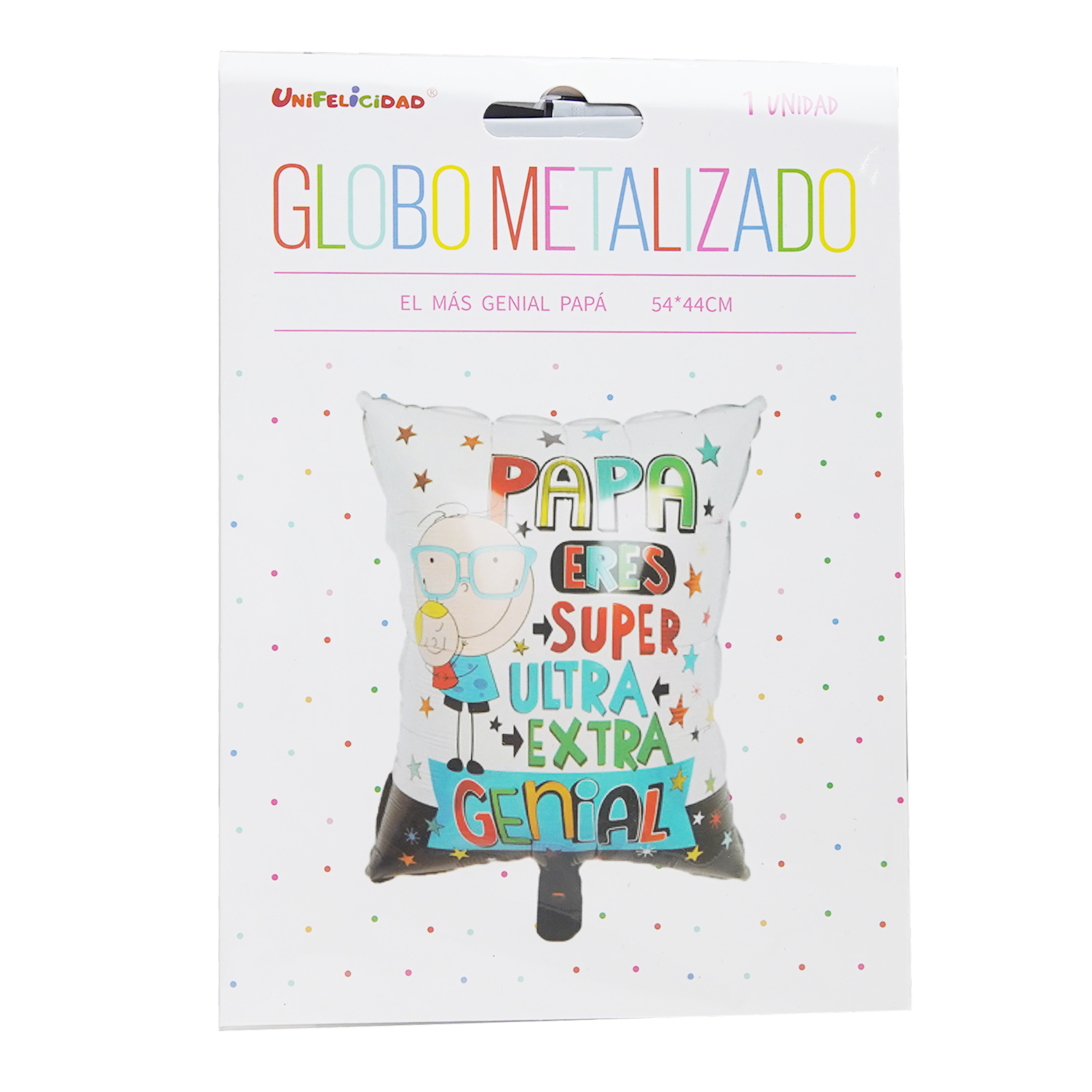 Globo Metalizado Papá Genial UNIFELICIDAD 54 Cm X 44 Cm