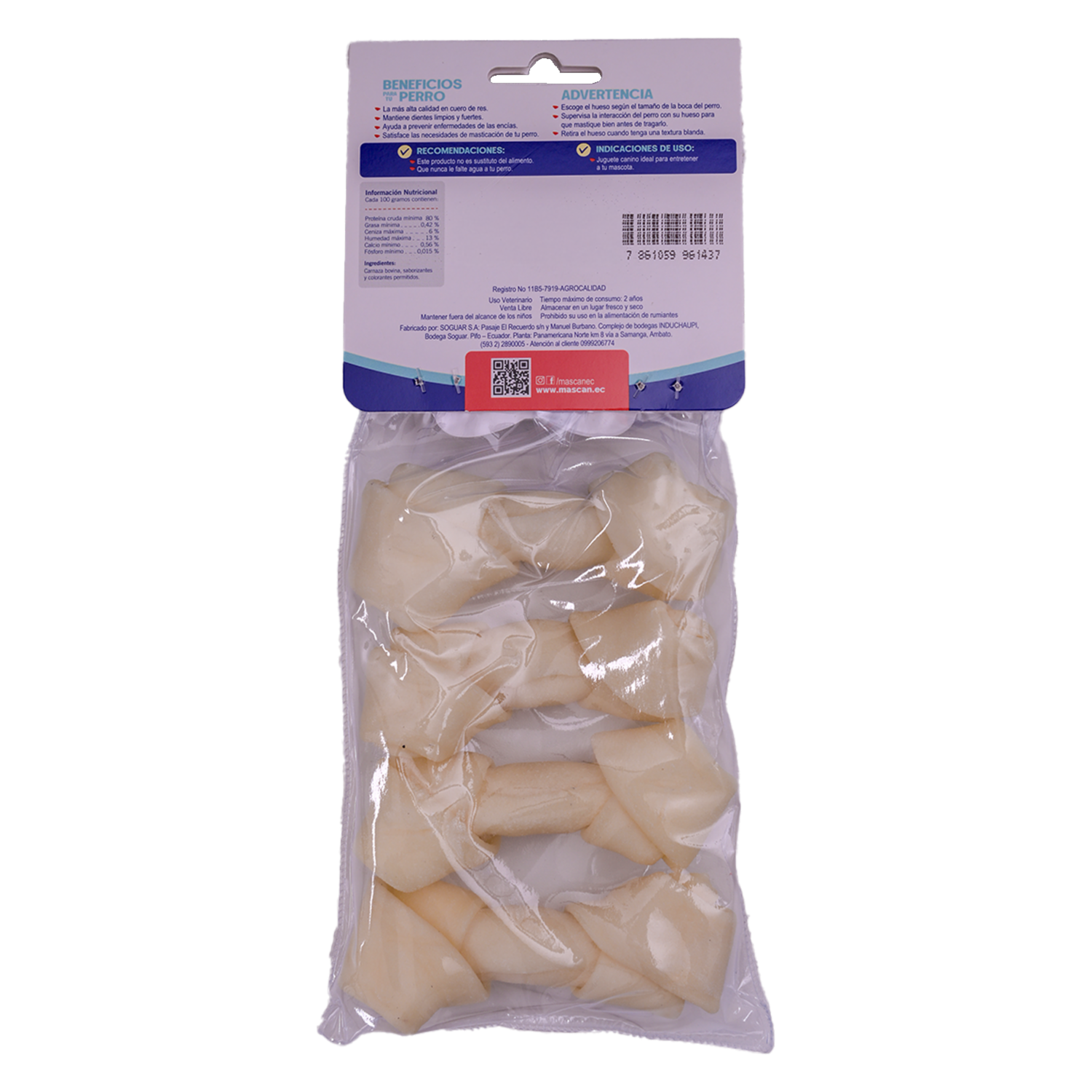 Huesitos Masticables Para Perro MAS-CAN 4 Unidades