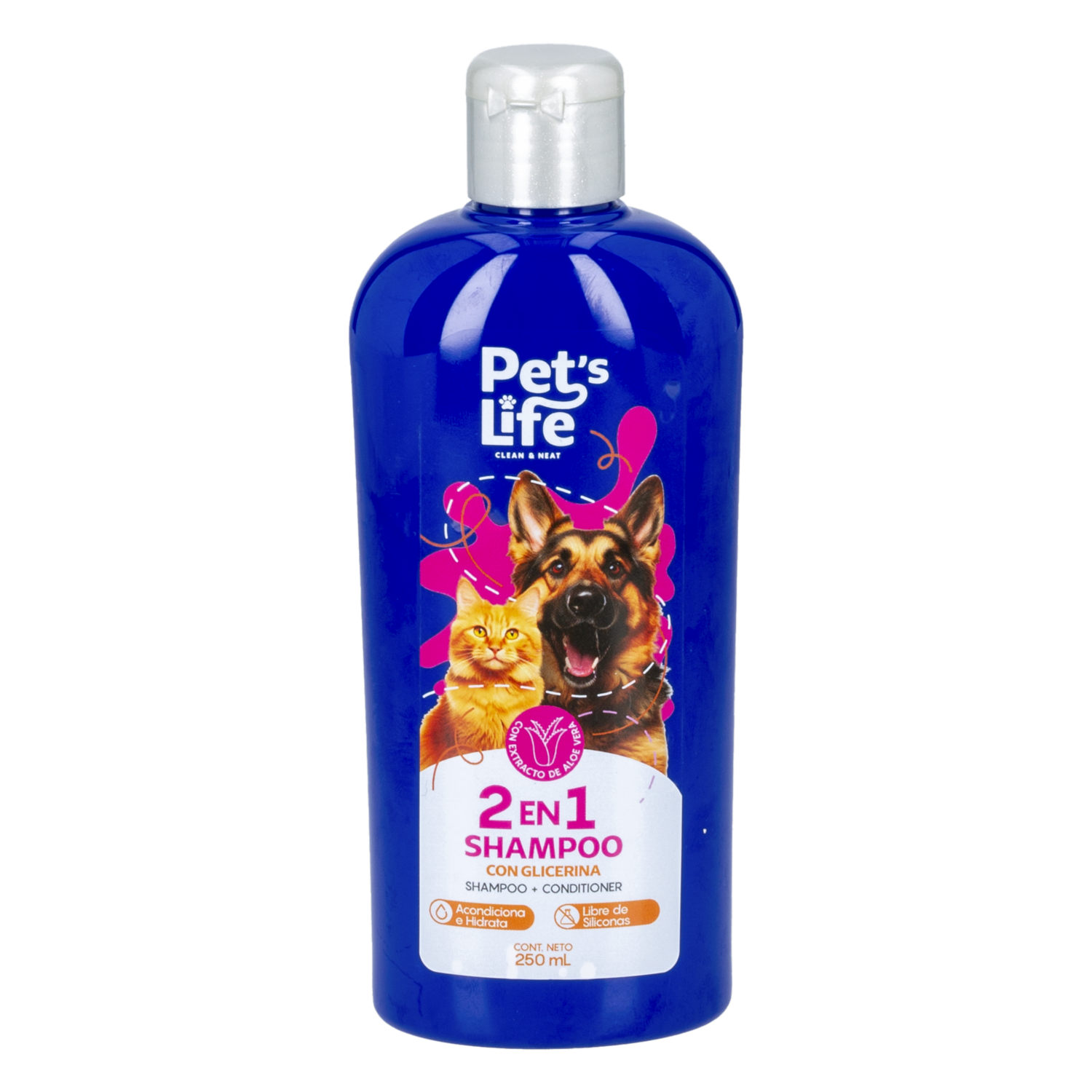 Kit Shampoo Y Acondicionador Para Perros Y Gatos 2 En 1 PETS LIFE 250 Ml