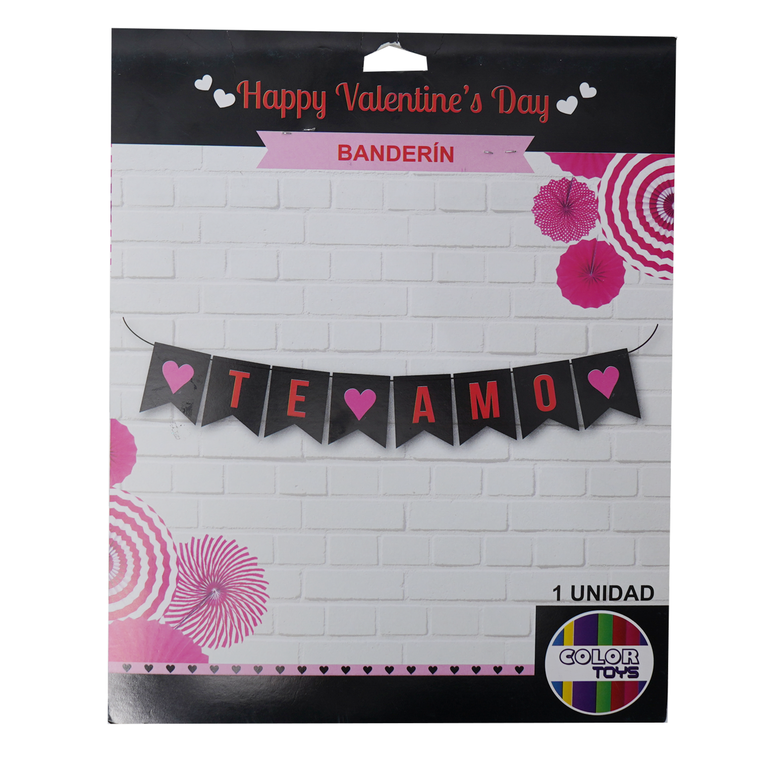 Banderín Te Amo Negro Y Rojo COLOR TOYS 27 x 20 cm