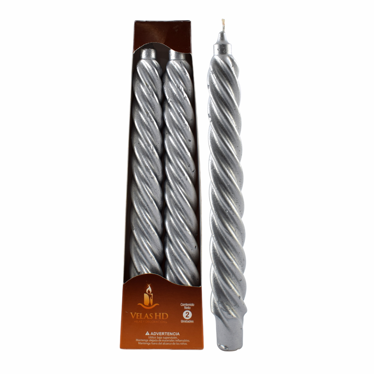 Vela Decorativa Torneada 8 Juego X2 Lac Plata LAVEL 2 X 18 5 Cm