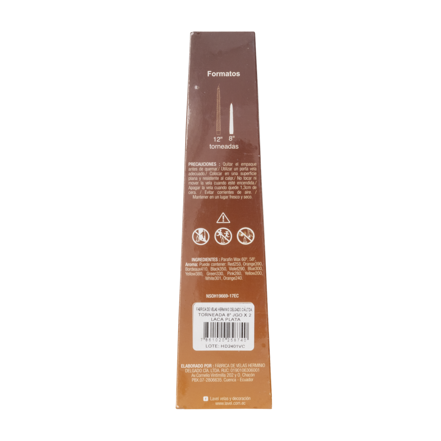 Vela Decorativa Torneada 8 Juego X2 Lac Plata LAVEL 2 X 18 5 Cm
