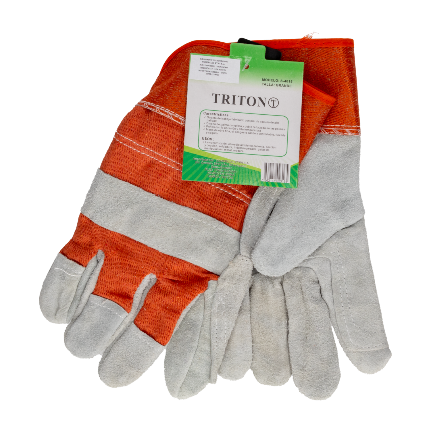 Guantes De Cuero Y Lona Gris Rojo 105″ TRITON Unidad